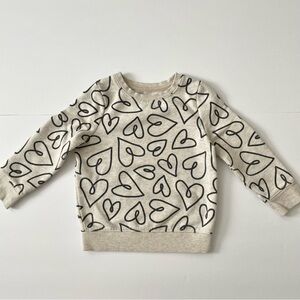 Cat & Jack Cream Toddler Girls Heart Print Sweatshirt - 3T